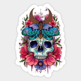 Skull and Moth by Lorna Laine Sticker